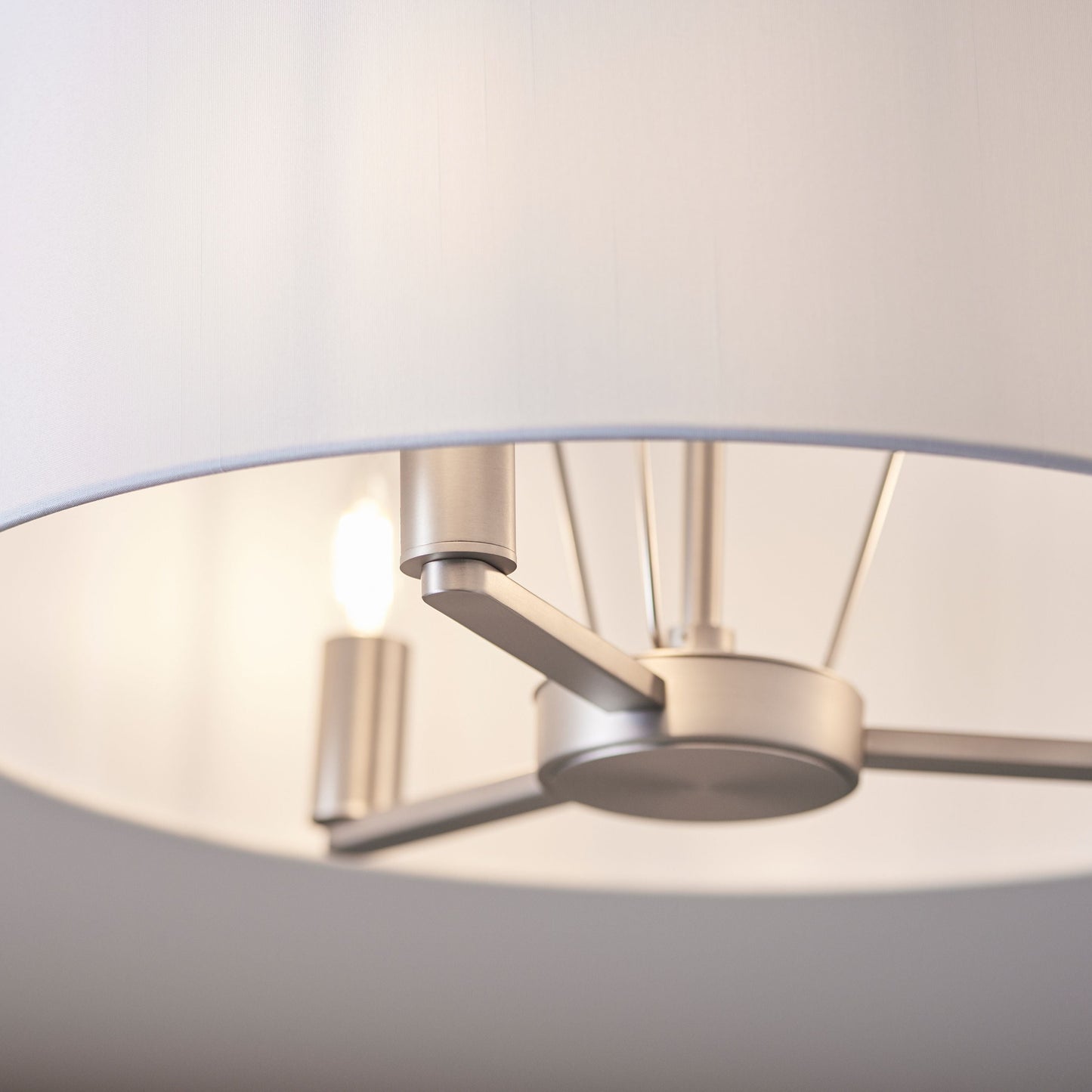 Contemporary Nickel Single Pendant Ceiling Light With White Shade