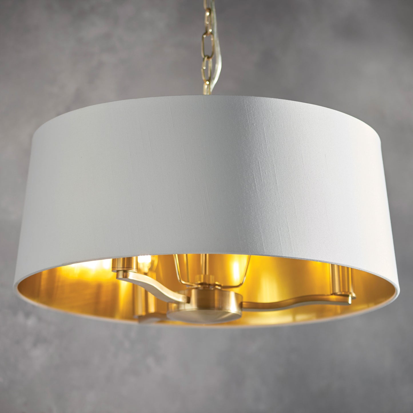 Harvey Gold Pendant Ceiling Light With Vintage White Shade - Small