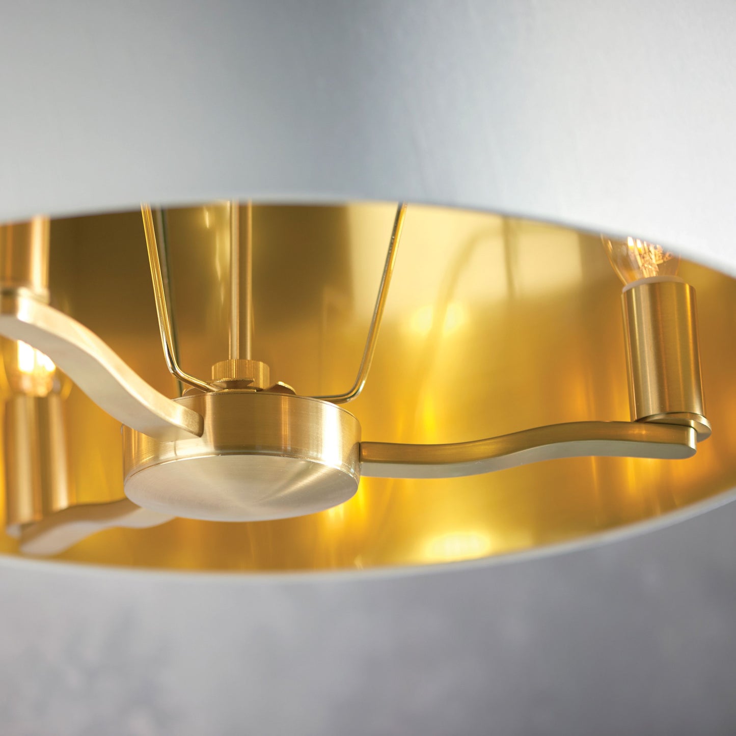 Harvey Gold Pendant Ceiling Light With Vintage White Shade - Small