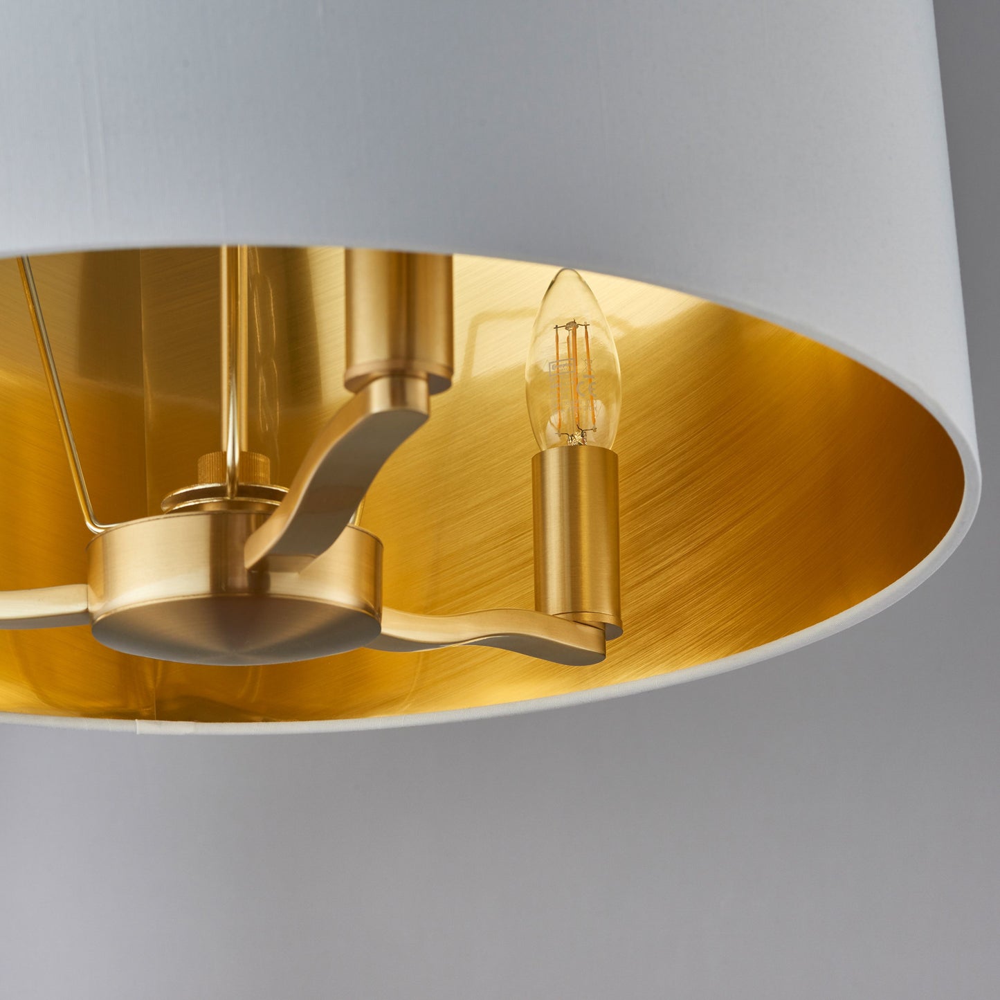 Harvey Gold Pendant Ceiling Light With Vintage White Shade - Small