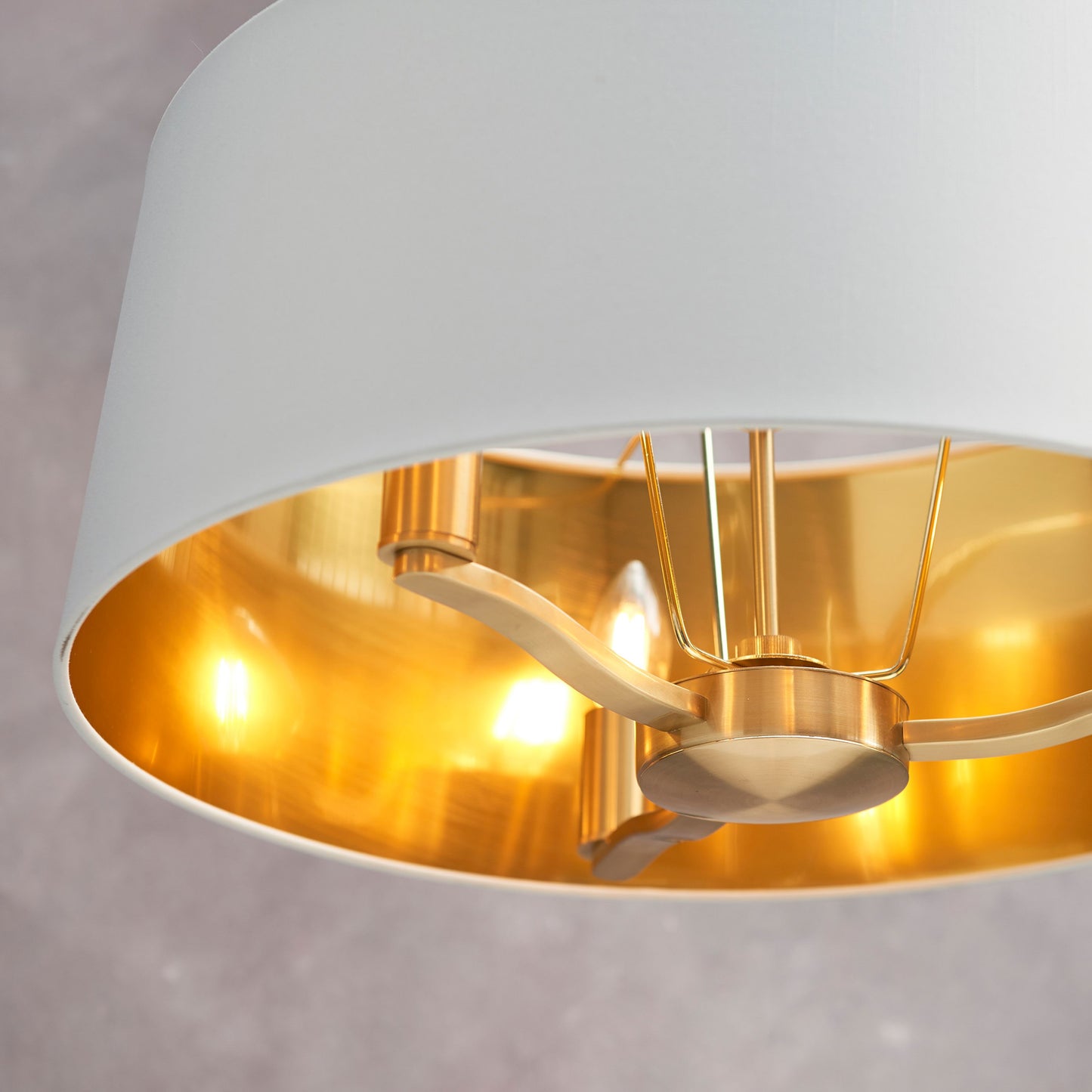 Harvey Gold Pendant Ceiling Light With Vintage White Shade - Small