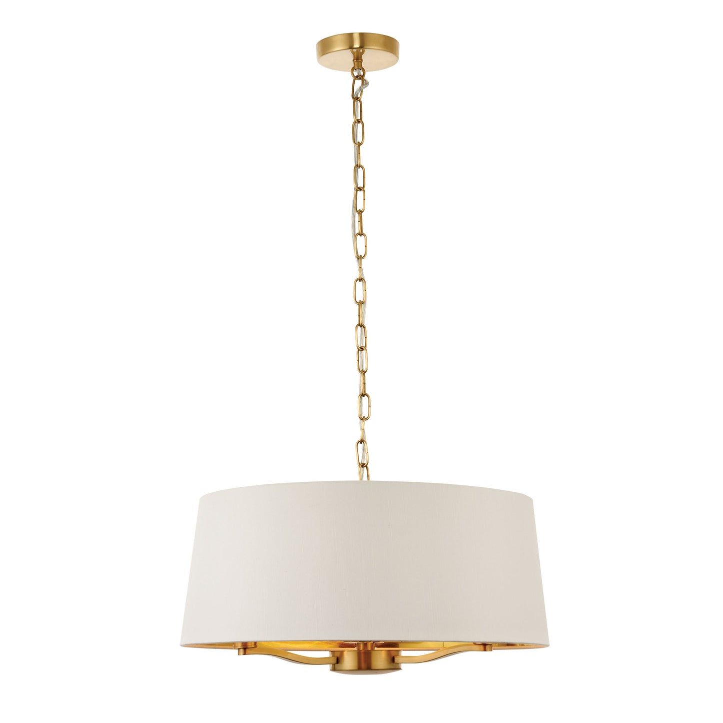 Harvey Chrome Pendant Ceiling Light with Vintage White Shade – Small