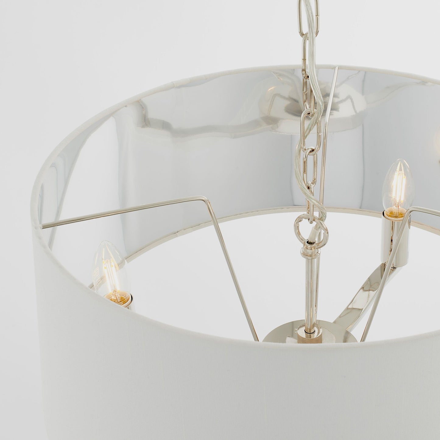 Harvey Pendant Light in Bright nickel / vintage white