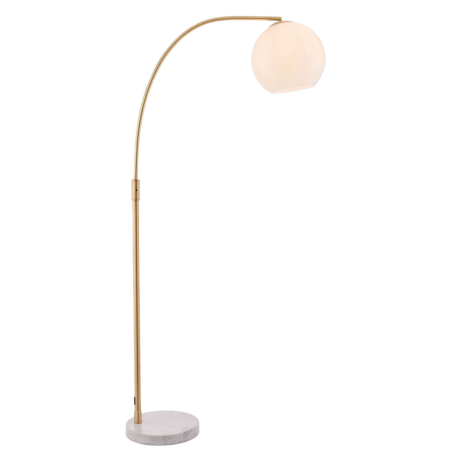 Contemporary Brushed Brass Floor Lamp with Opal Glass Shade