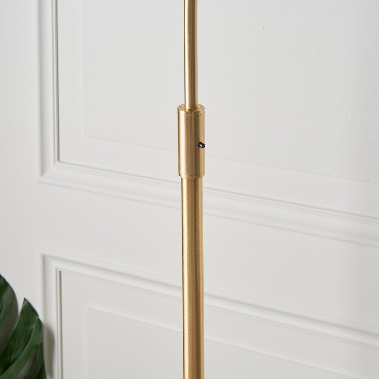 Contemporary Brushed Brass Floor Lamp with Opal Glass Shade