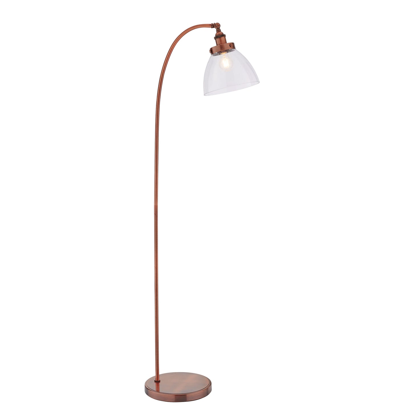 Contemporary Aged Copper Floor Lamp with Clear Glass Shade