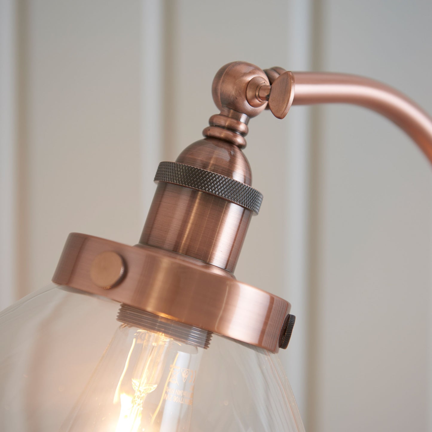 Elegant Aged Copper Floor Lamp – Clear Glass Shade