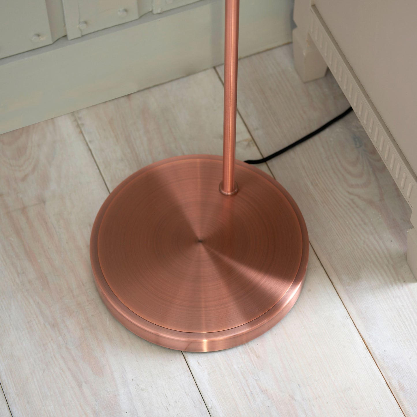 Contemporary Aged Copper Floor Lamp with Clear Glass Shade