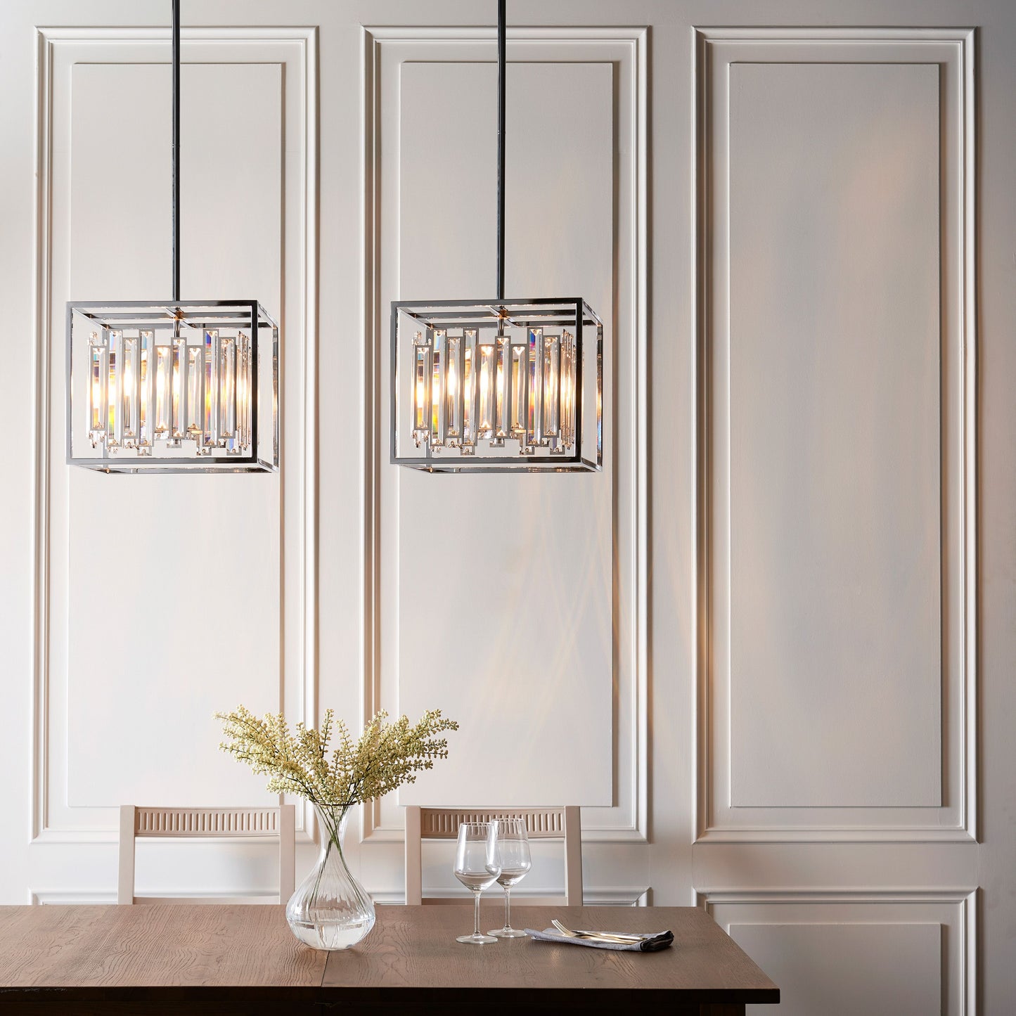 Luxury Acacia Chrome & Glass Pendant Ceiling Light