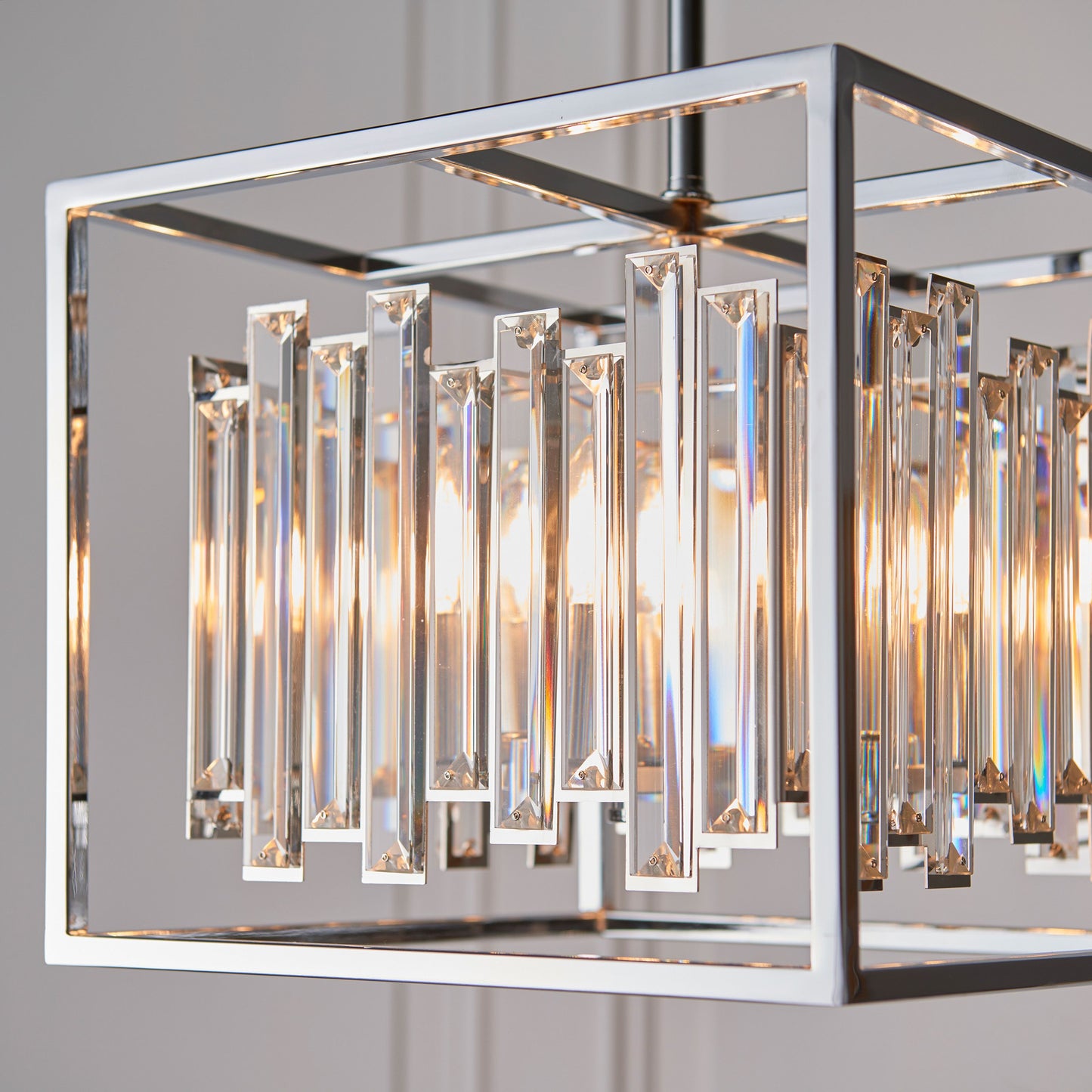 Luxury Acacia Chrome & Glass Pendant Ceiling Light