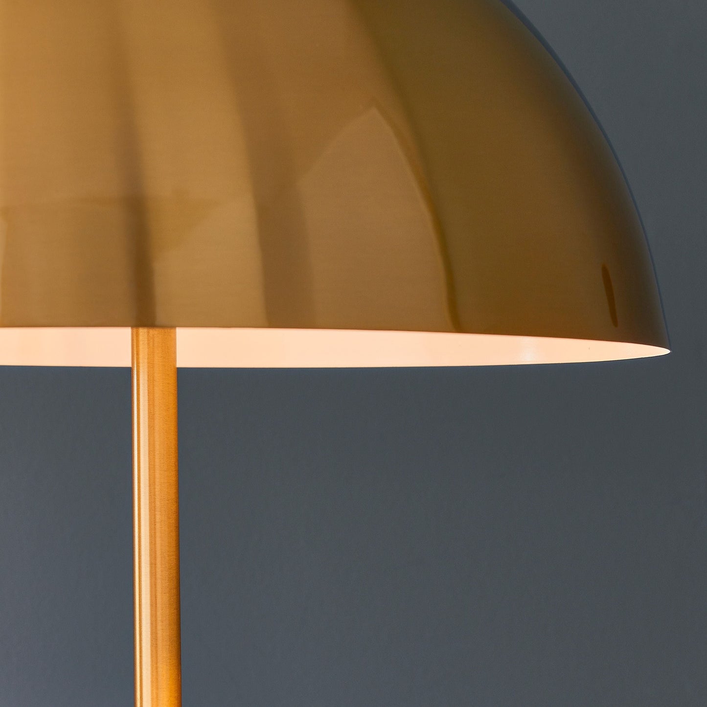 Contemporary Brushed Brass Floor Lamp with Steel Dome Shade