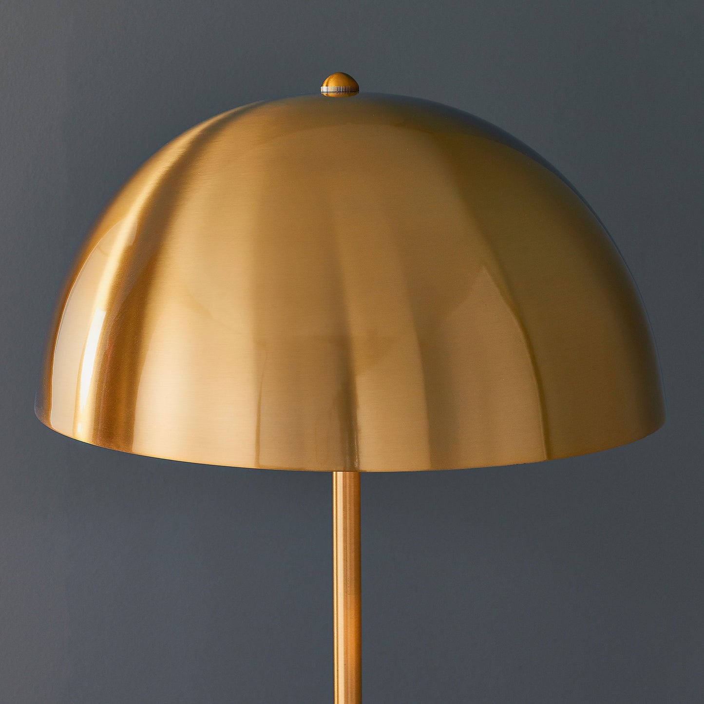 Contemporary Brushed Brass Floor Lamp with Steel Dome Shade