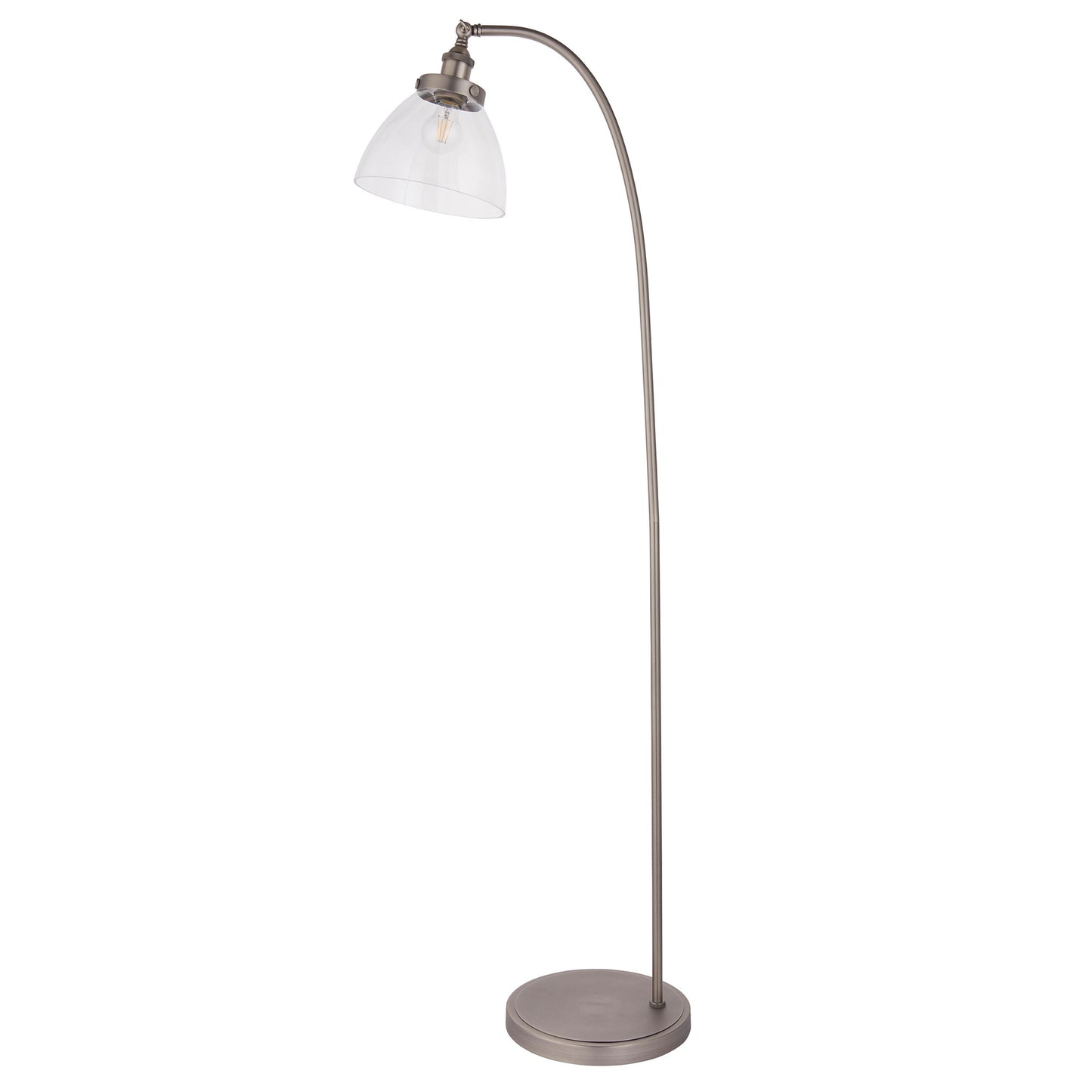 Contemporary Aged Silver Floor Lamp with Glass Shade