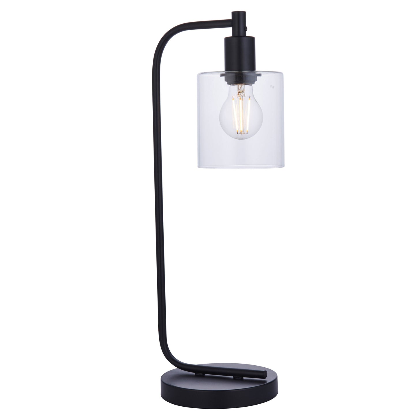 Industrial Matt Black Glass Table Lamp – Sleek Design & Steel Base