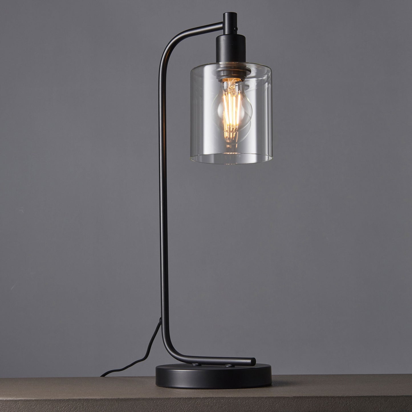 Industrial Matt Black Glass Table Lamp – Sleek Design & Steel Base