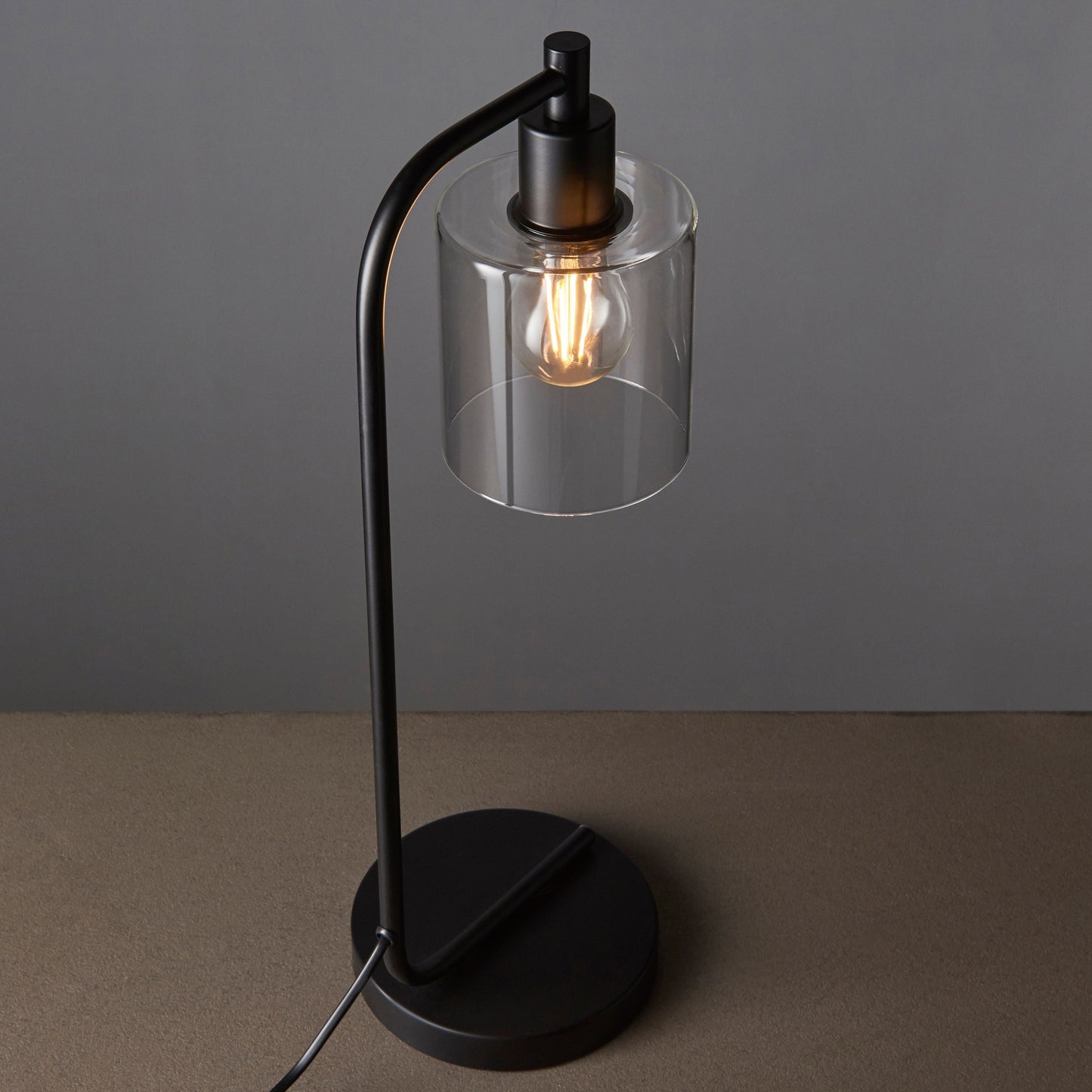 Industrial Matt Black Glass Table Lamp – Sleek Design & Steel Base