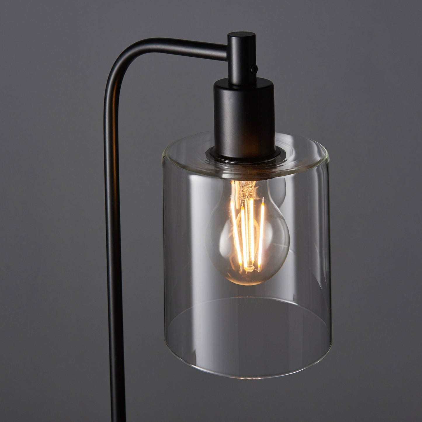 Industrial Matt Black Glass Table Lamp – Sleek Design & Steel Base