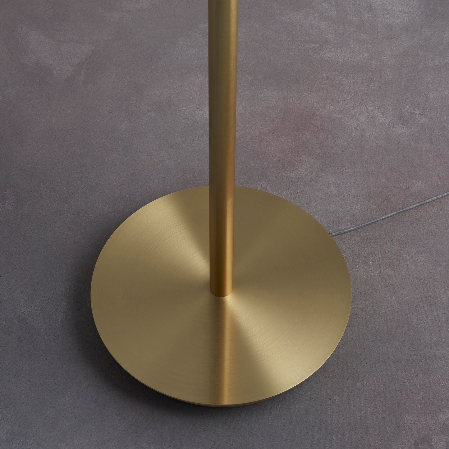 Contemporary Brushed Gold Floor Lamp with Natural / Beige Fabric Shade