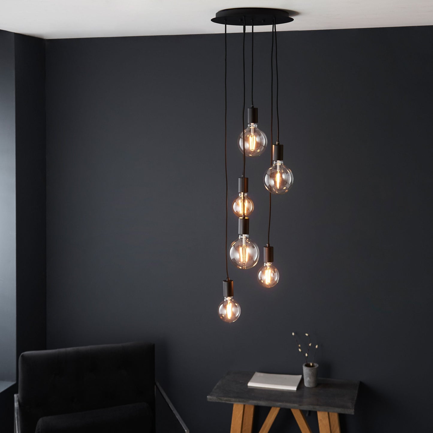 Modern Black Multi-Bulb Pendant Light