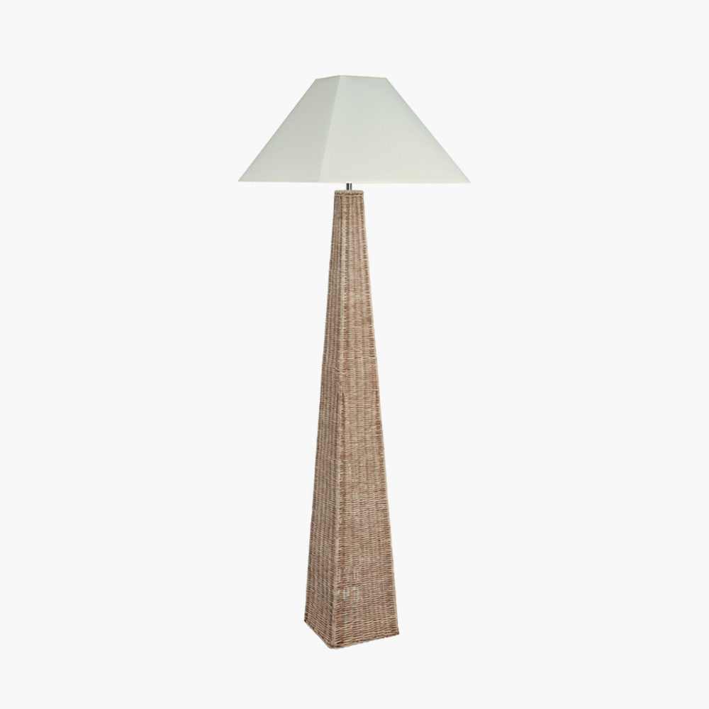 Rustic Natural Rattan Floor Lamp Base – Handwoven
