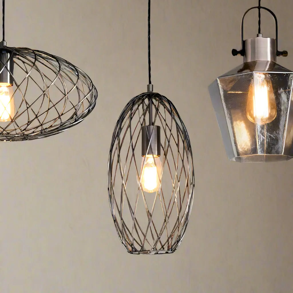 Industrial Style Cylindrical Metal Cage Pendant Light