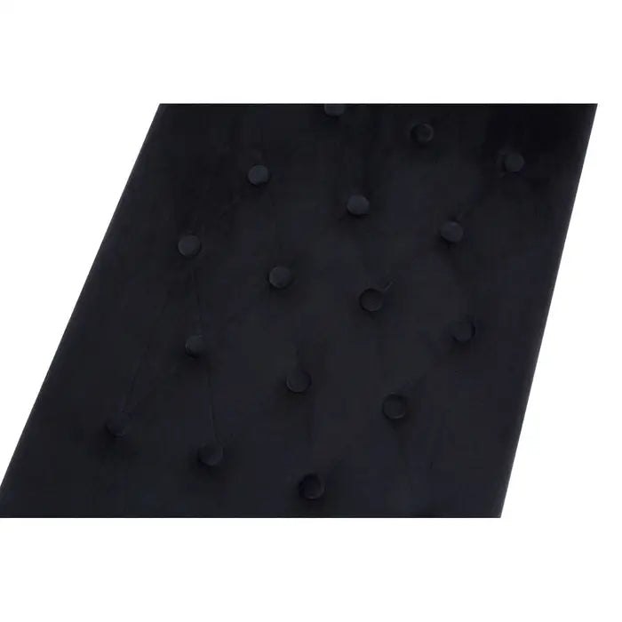 Hampton Indoor Bench, Black Button Tufted, Silver Frame