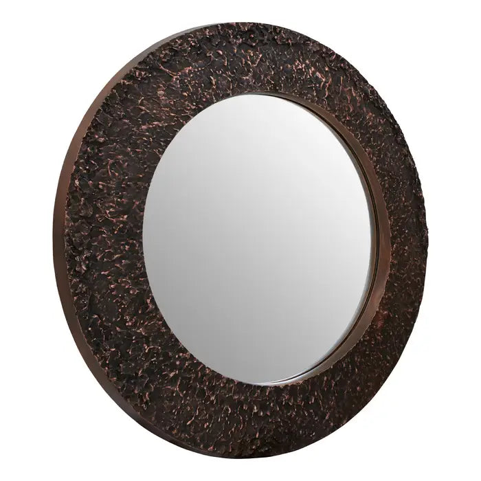 Rustic Copper Round Mirror – Textured Aluminium Frame & Unique Design