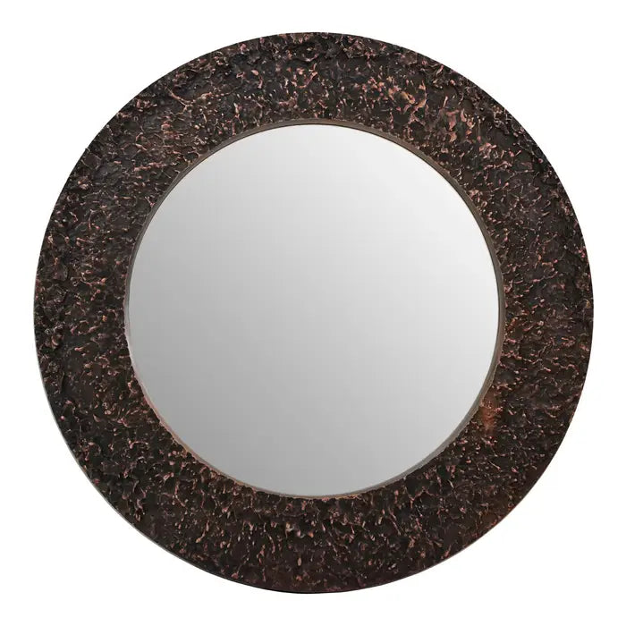 Akola Textured Wall Mirror, Copper Finish, Round, Aluminium, 75cm