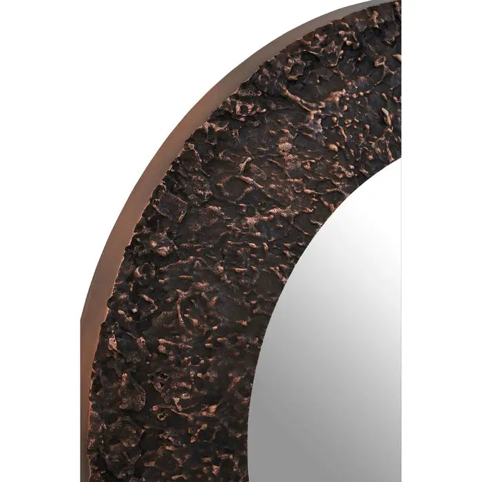 Rustic Copper Round Mirror – Textured Aluminium Frame & Unique Design