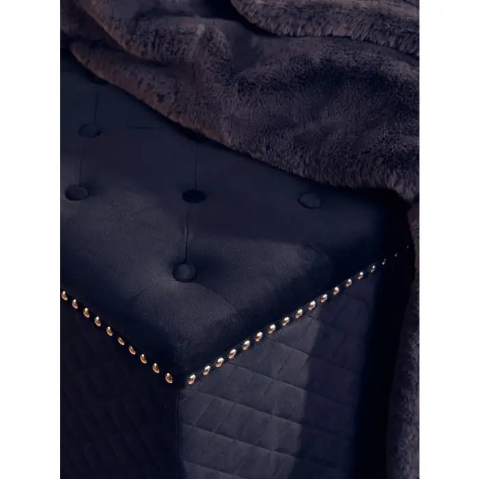 Zamora Square Black Velvet Ottoman