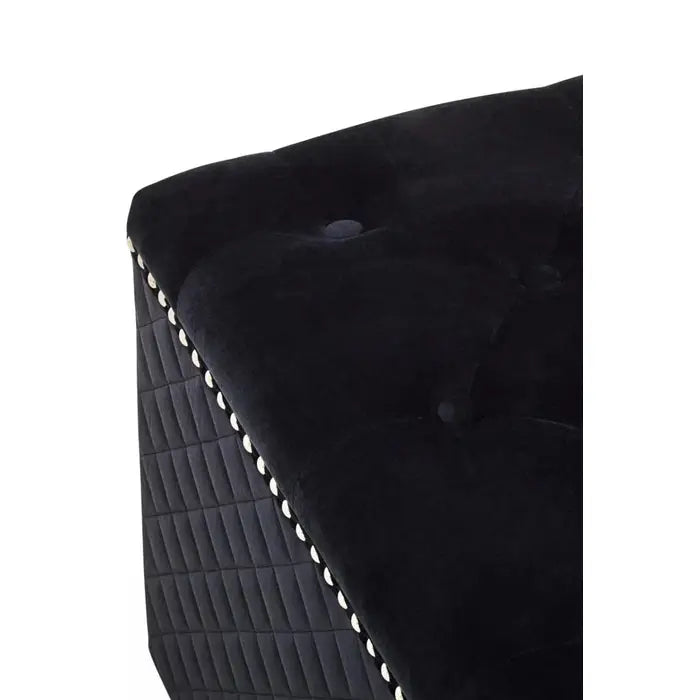 Zamora Square Black Velvet Ottoman