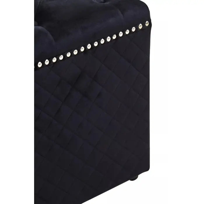 Zamora Square Black Velvet Ottoman