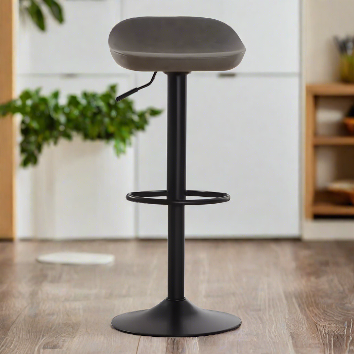 Modern Adjustable Bar Stool – Black Iron Base & ABS Seatpad