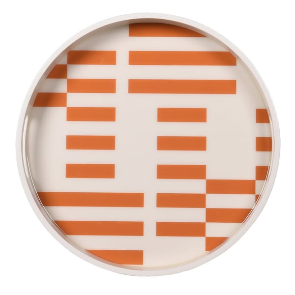 Modern Cream Round Tray – Striped Design & MDF Frame - Your Home Interiors - House & Home