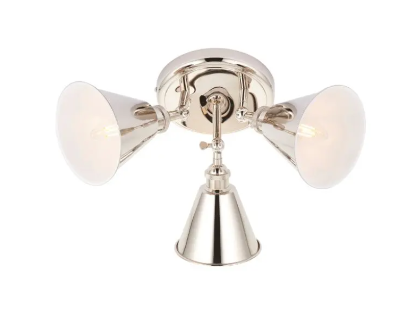 Modern Bright Nickel Steel Ceiling Light – 3 Spot Adjustable Fixture - Your Home Interiors
