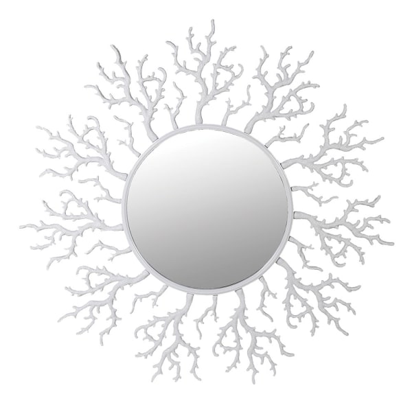Elegant White Coral Wall Mirror – Decorative Polyresin & Iron Frame - Your Home Interiors - House & Home
