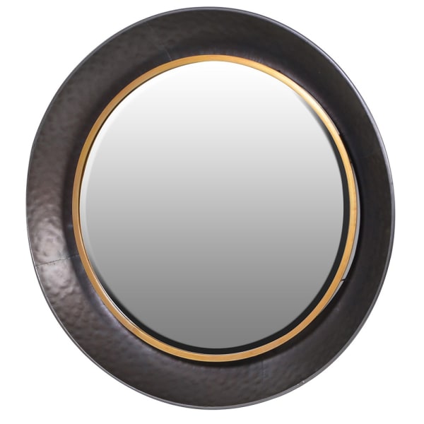 Industrial Black & Gold Round Wall Mirror – Bold Statement Piece - Your Home Interiors - House & Home