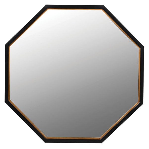 Modern Black & Gold Wood Wall Mirror – Octagonal Shape & Mirrored Glass - Your Home Interiors - House & Home