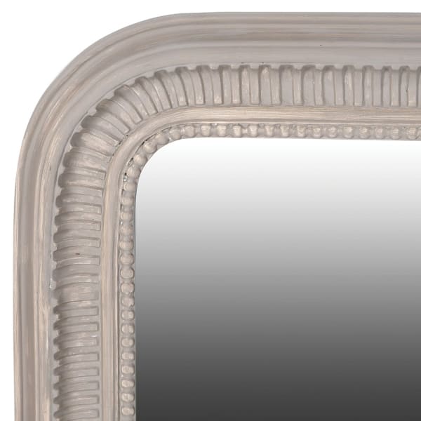 Vintage Grey Wood Wall Mirror – Paulownia Frame & Classic Arch Design