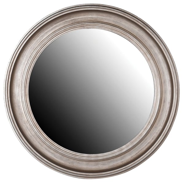 Antique Silver Wood Round Wall Mirror – Paulownia Frame & Distressed Finish - Your Home Interiors - House & Home