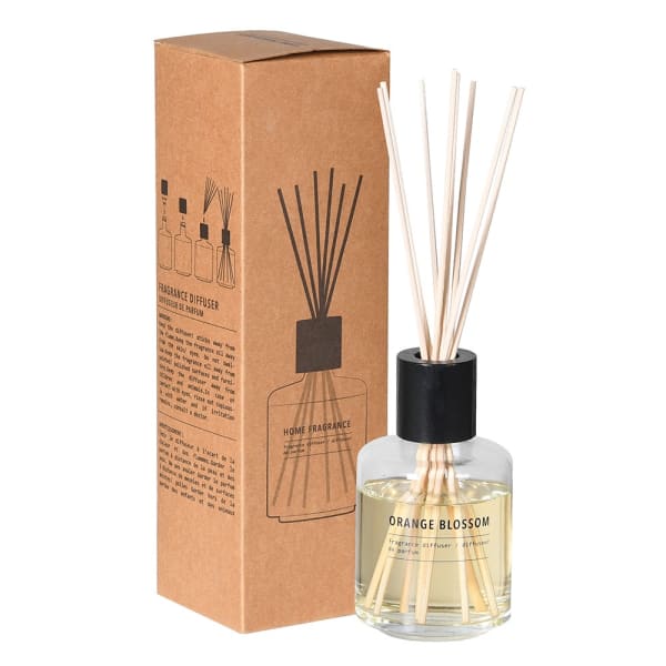 Rustic Clear Glass Reed Diffuser – Orange Blossom Scent & Natural Sticks - Your Home Interiors - House & Home