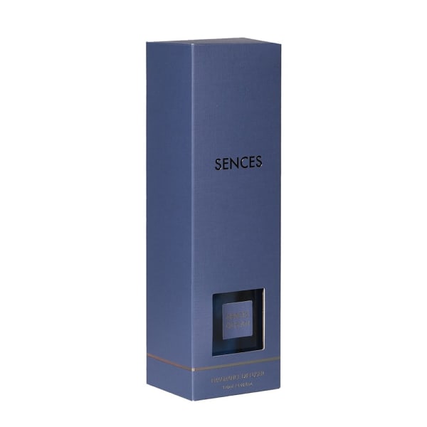 Elegant Blue Glass Reed Diffuser – Rubber Wood Lid & Fiber Sticks
