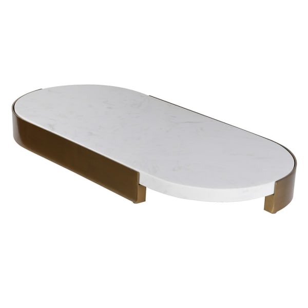 Modern White Marble & Gold Iron Tray – Decorative Display Stand - Your Home Interiors - House & Home