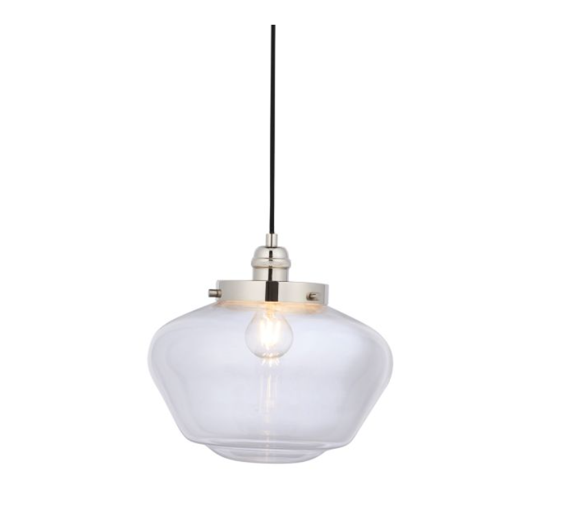 Modern Bright Nickel & Clear Glass Pendant Light – Modern Hanging Ceiling Fixture - Your Home Interiors