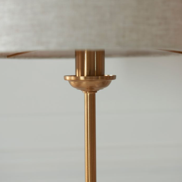 Elegant Vintage Brass Table Lamp – Slim Steel Frame & Fabric Shade -44 cm