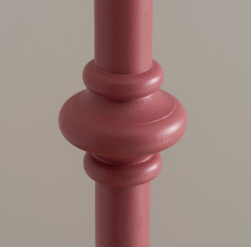 Elegant Satin Pink Turned Wood Floor Lamp - Base Only