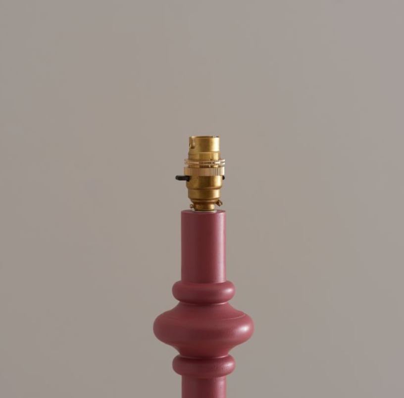 Elegant Satin Pink Turned Wood Floor Lamp - Base Only