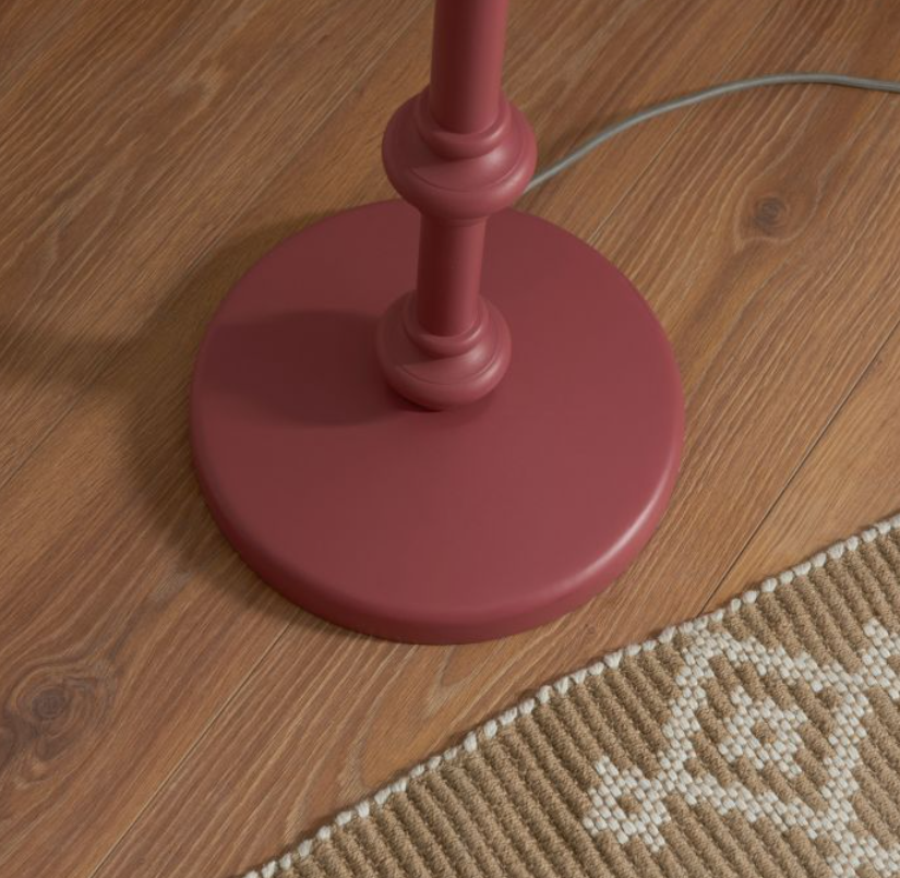Elegant Satin Pink Turned Wood Floor Lamp - Base Only