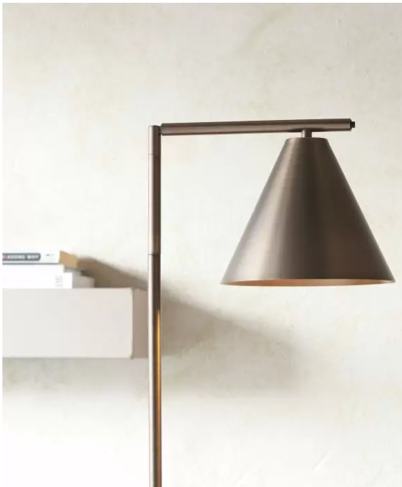 Modern Antique Bronze Metal Floor Lamp with Cone Shade