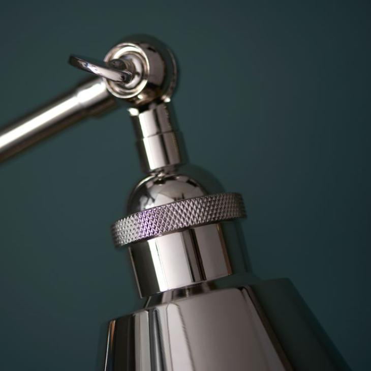 Modern Bright Nickel Desk Lamp – Adjustable Arm - 55cm
